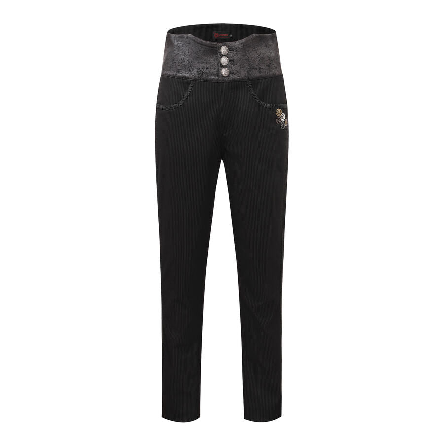 Pantalon taille haute steampunk NOIR