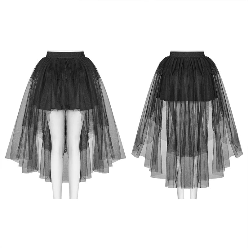 Jupe en tulle gothique à taille basse et courte-devant longue-derrière