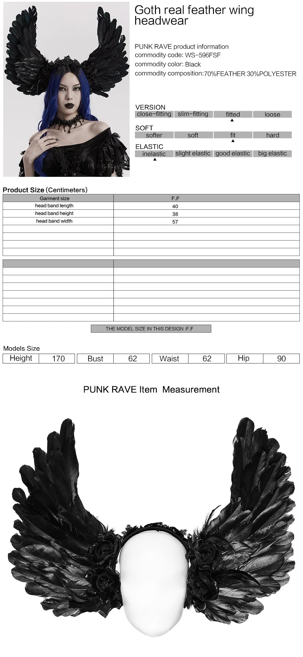 Bandeau de tête en plumes noires