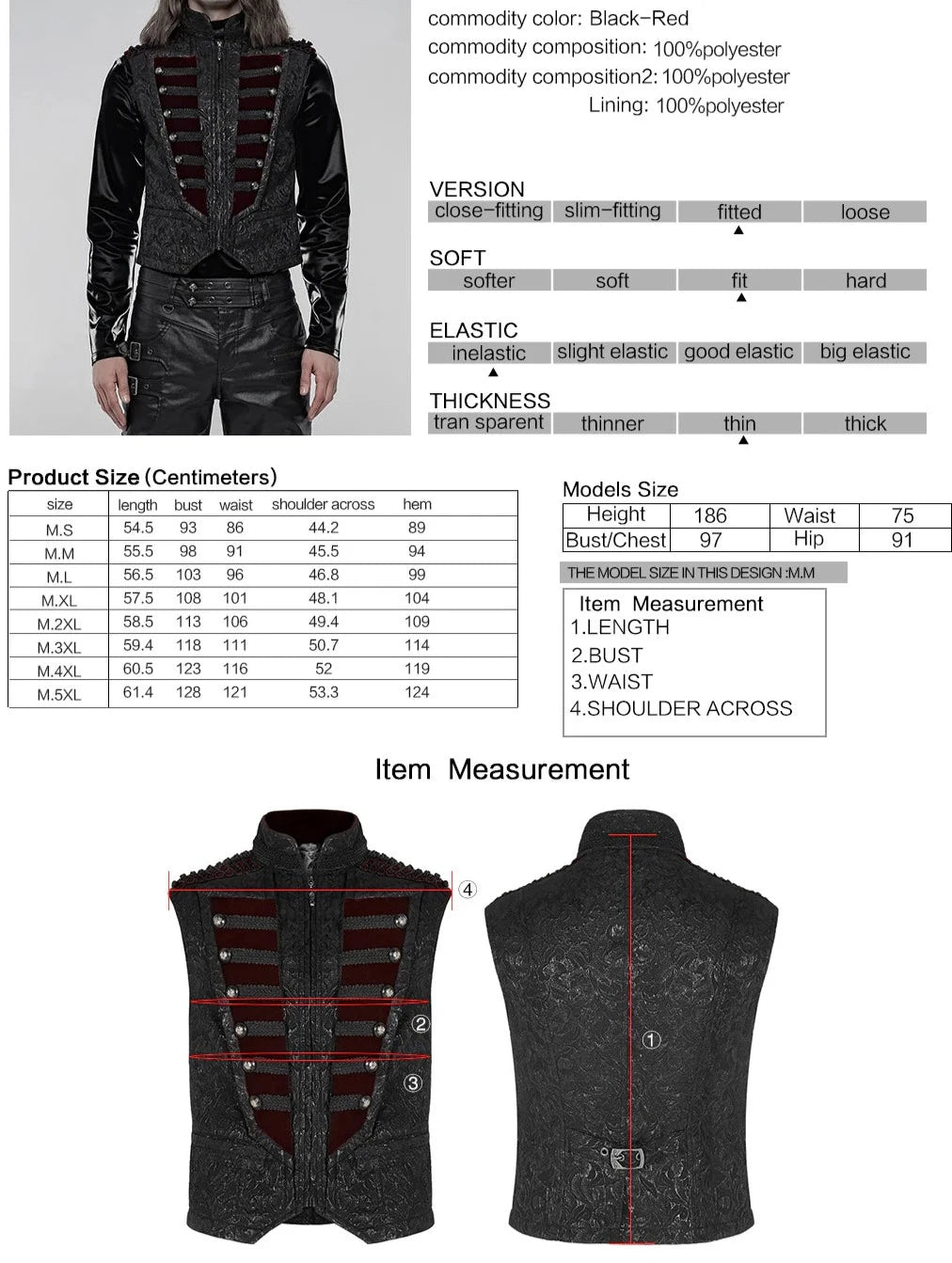 GILET OFFICIER GOTHIQUE