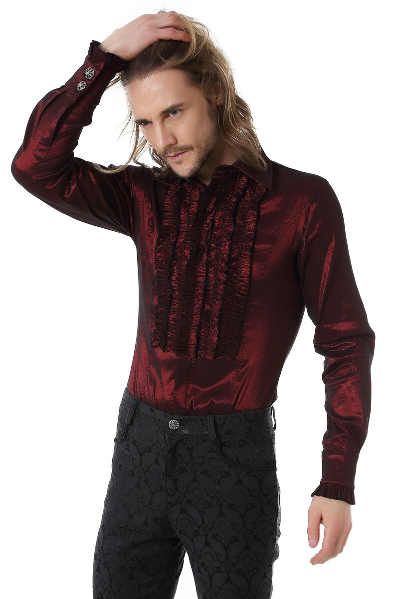 CHEMISE À JABOT CLASSIQUE BORDEAUX
