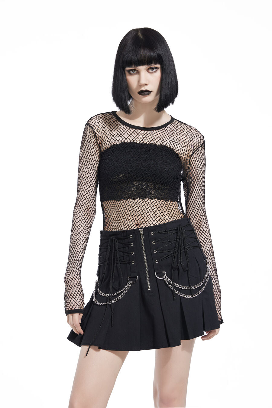 Jupe courte noir plissé Punk