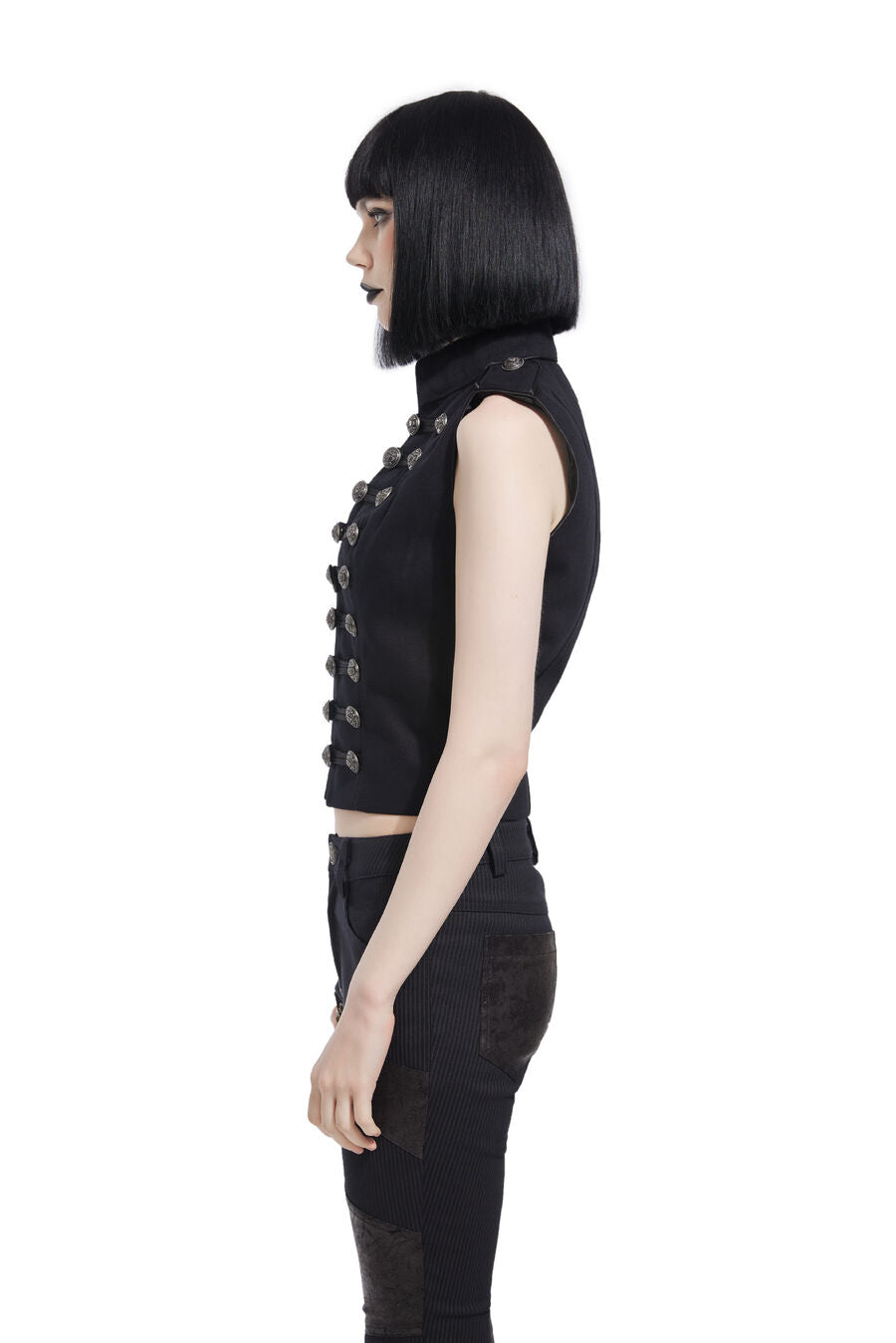 Gilet officier gothique pour femme NOIR