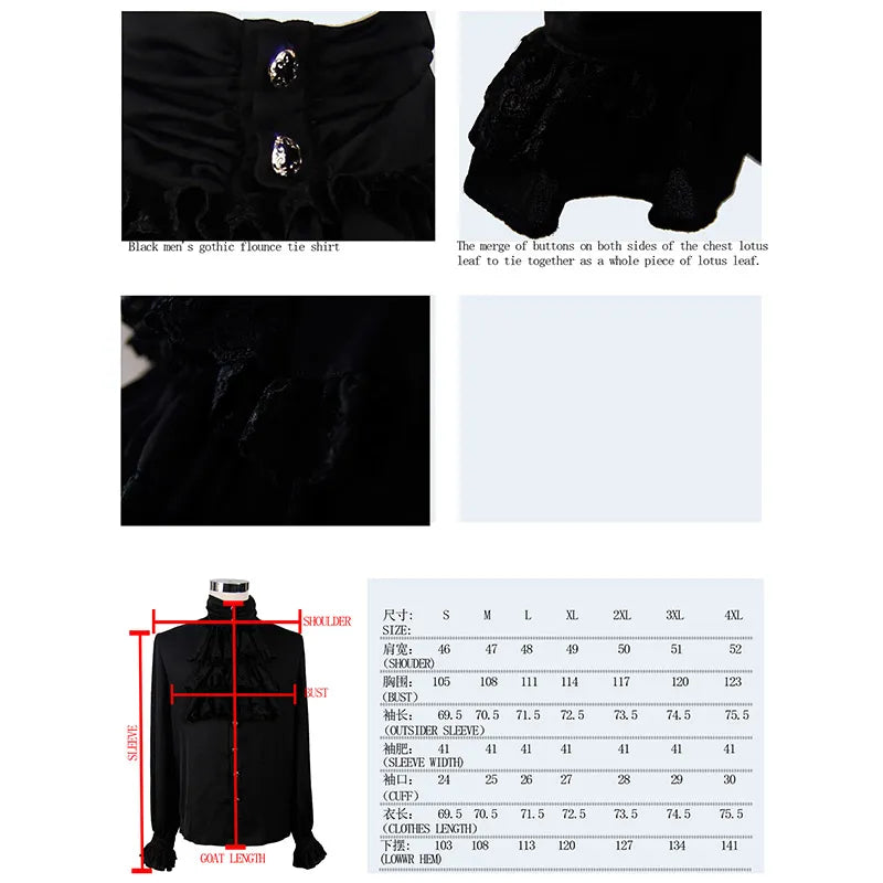 Chemise en mousseline gothique et son Jabot NOIR