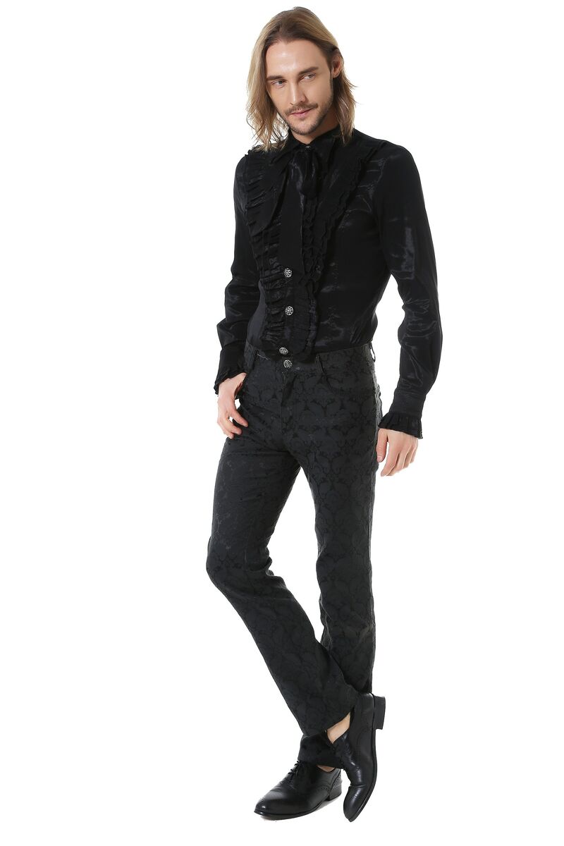 CHEMISE GOTHIQUE NOIR ARISTOCRATE VICTORIEN HOMME TAFFETAS