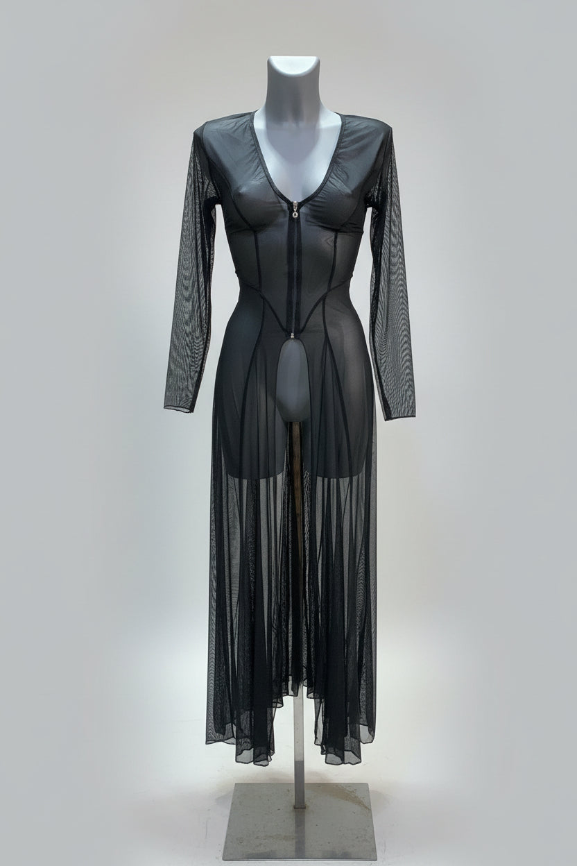 Manteau Fetish en tulle noir