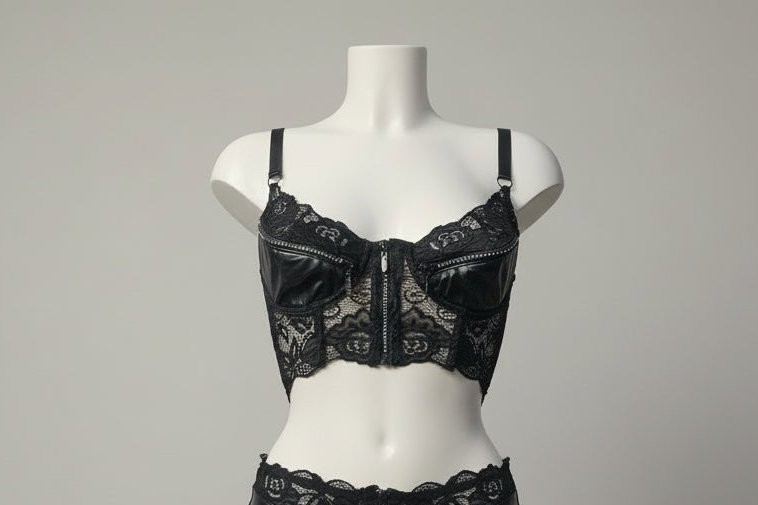 top lingerie zip strass