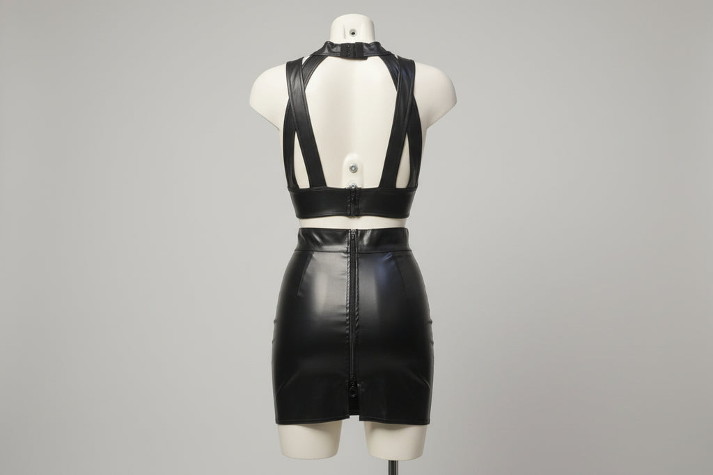 Jupe en similicuir à taille haute