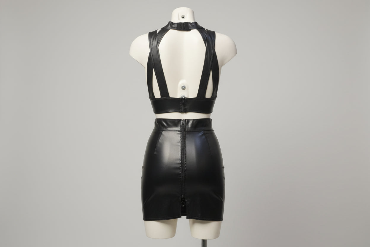 Jupe en similicuir à taille haute