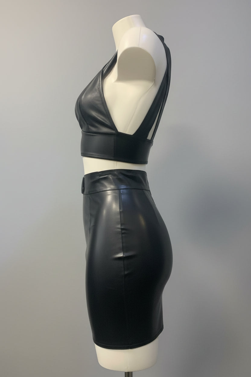 Jupe en similicuir à taille haute