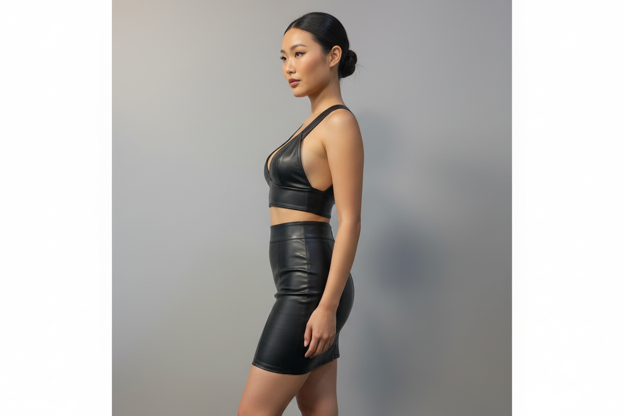 Jupe en similicuir à taille haute