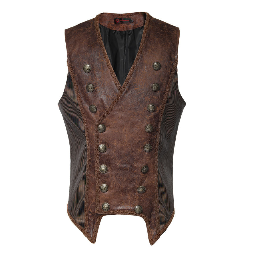 Gilet steampunk à rayure MARRON