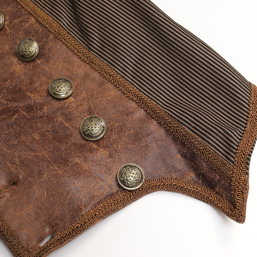 Gilet steampunk à rayure MARRON