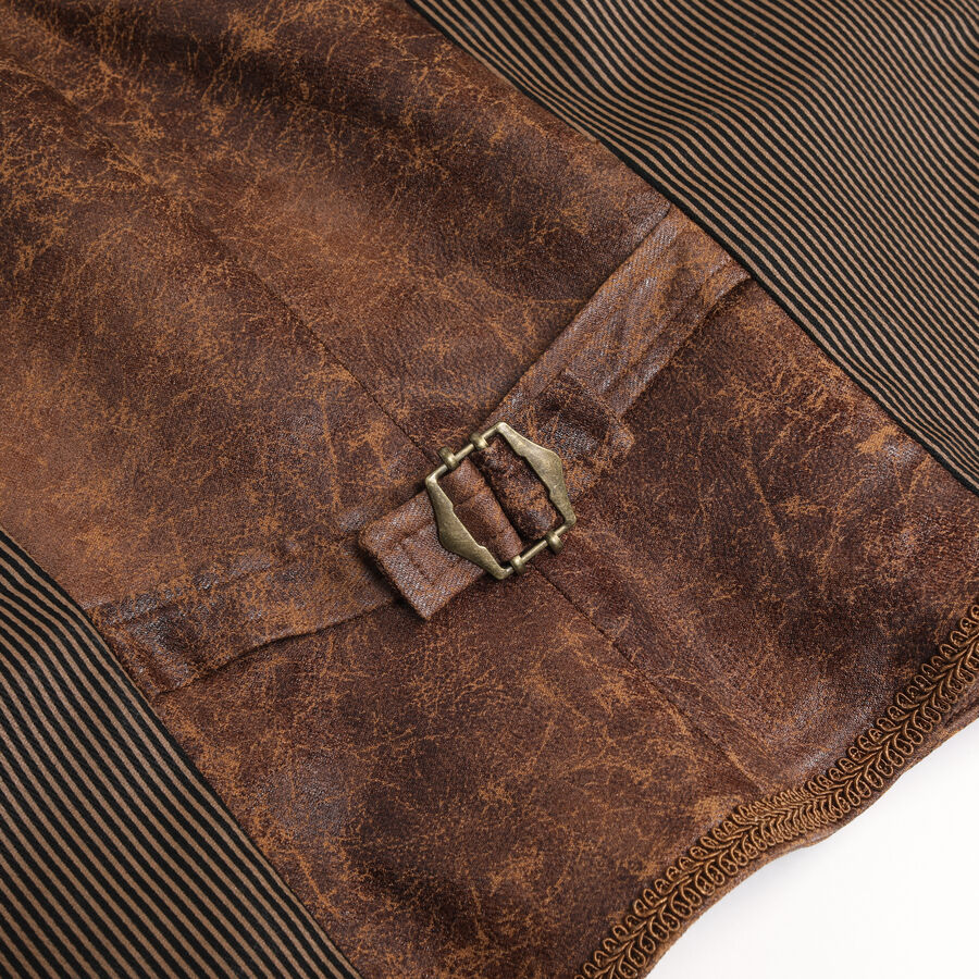 Gilet steampunk à rayure MARRON