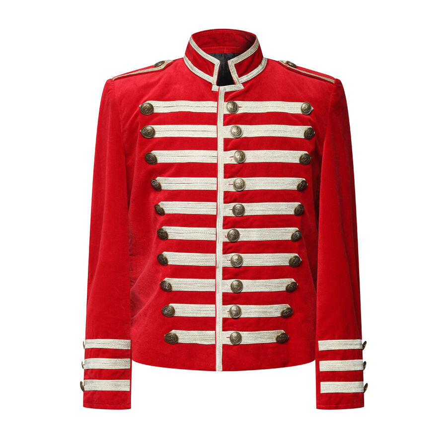 Veste officier style gothique en velours rouge