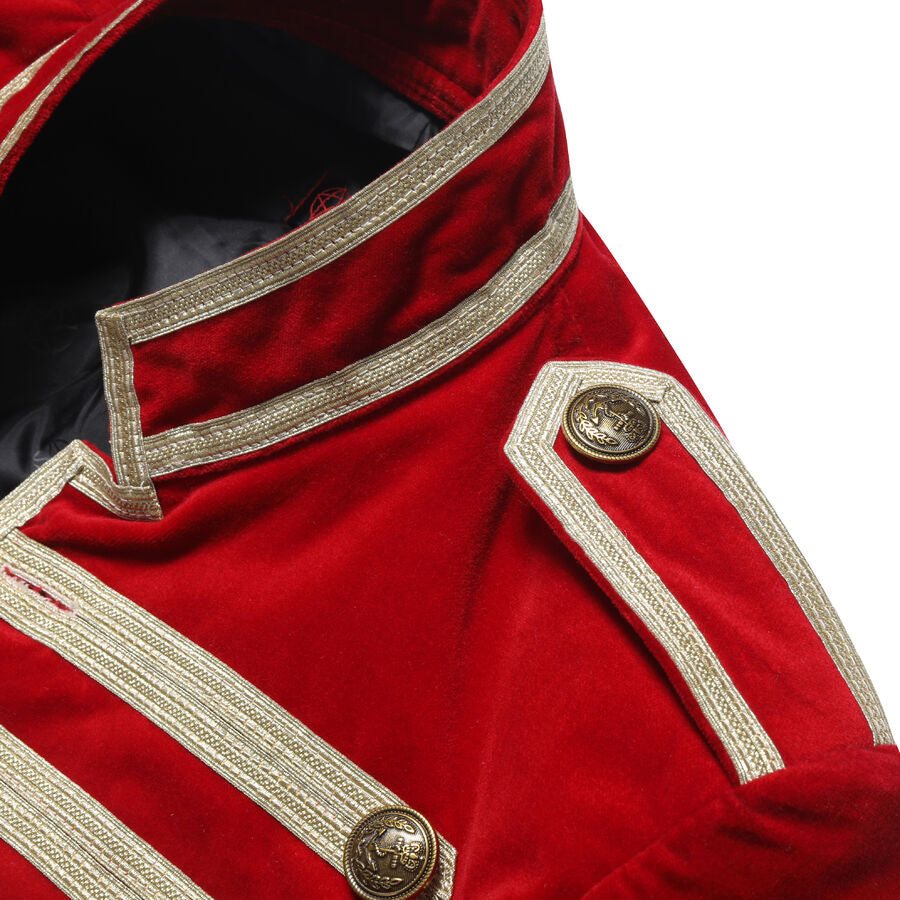 Veste officier style gothique en velours rouge
