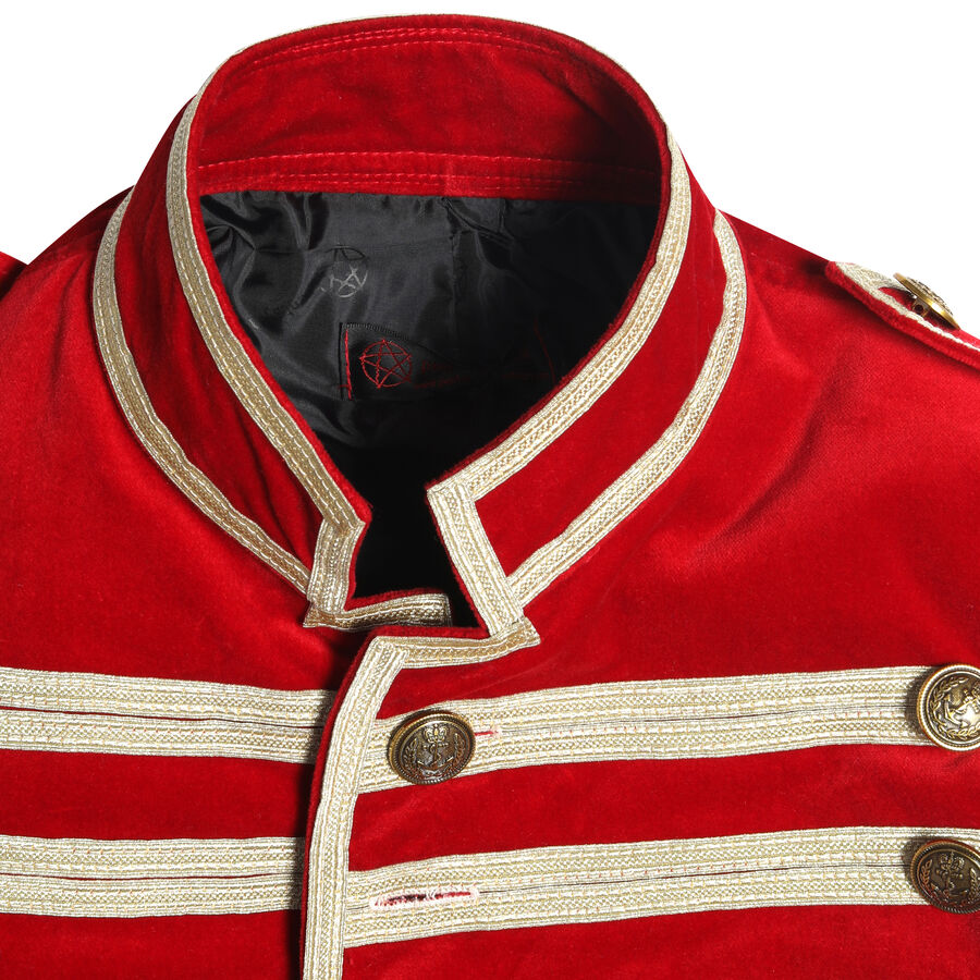 Veste officier style gothique en velours rouge