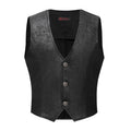 Gilet steampunk victorien - similicuir patiné et tissu rayé noir