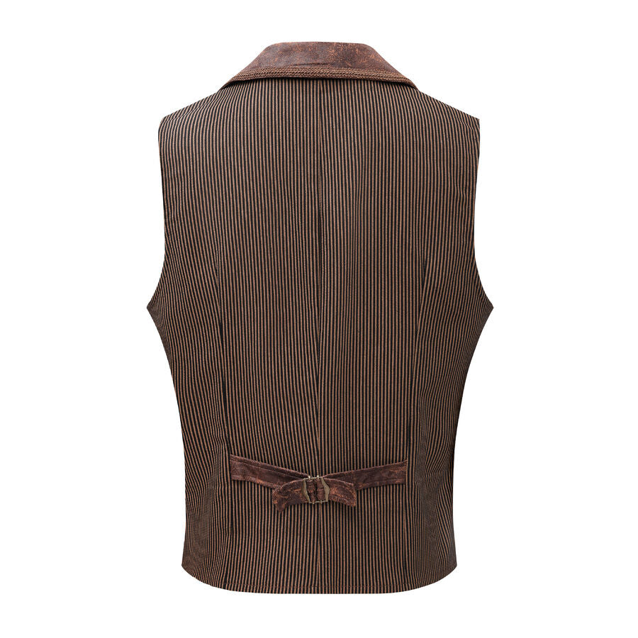 Gilet steampunk - simili cuir vieilli MARRON