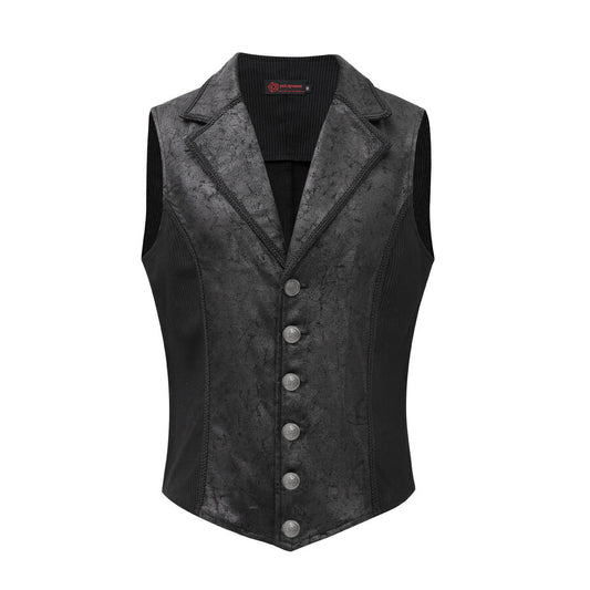 Gilet steampunk - simili cuir vieilli NOIR