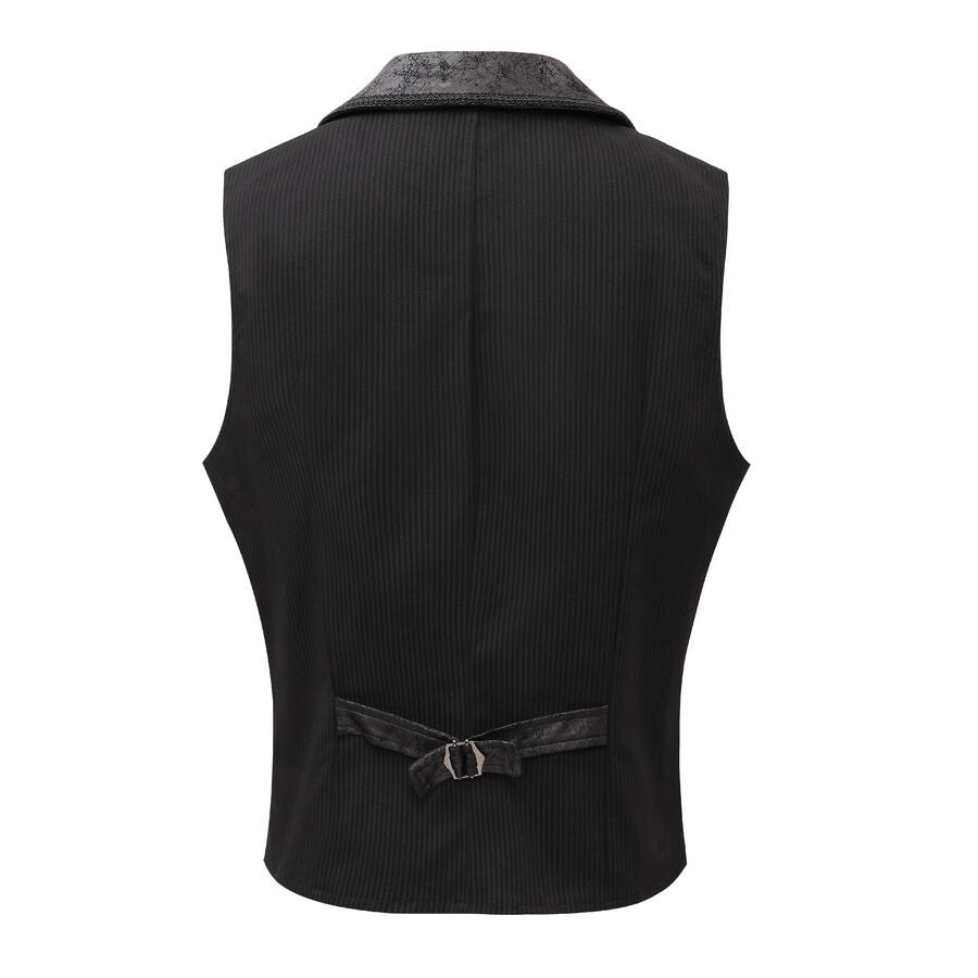 Gilet steampunk - simili cuir vieilli NOIR