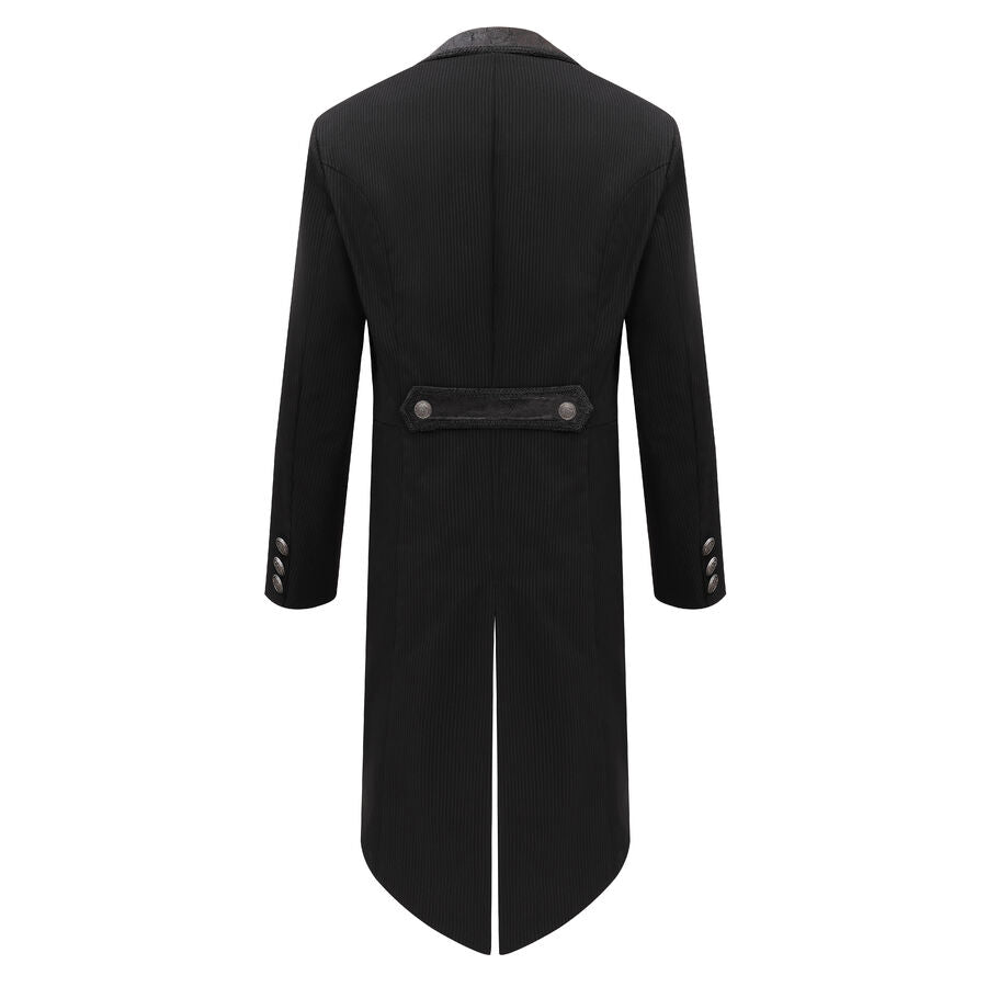 Veste steampunk homme rayée noir avec imitation cuir