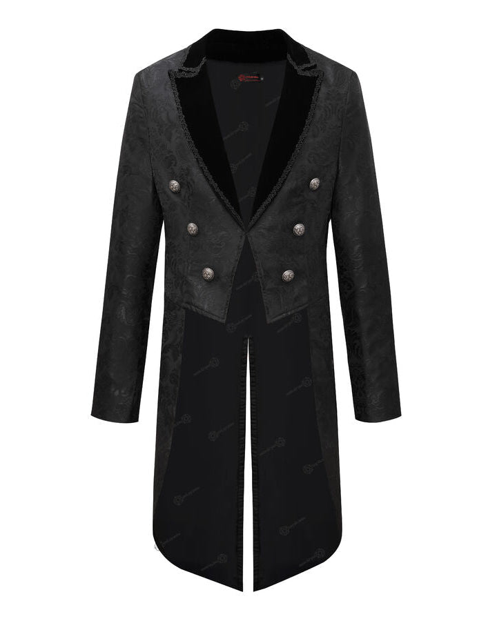 Veste queue-de-pie gothique brocart noir