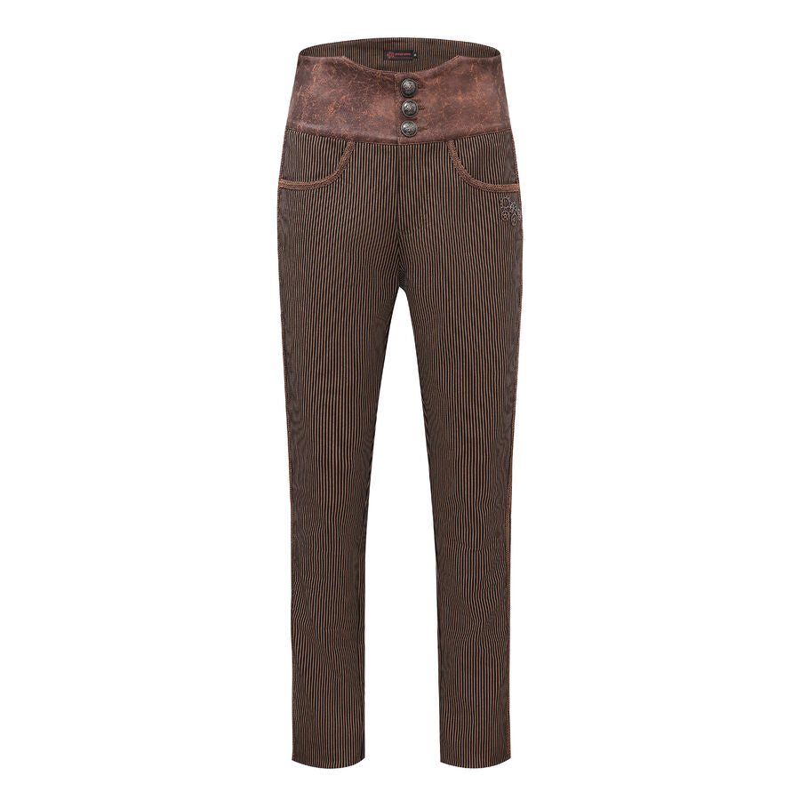 Pantalon taille haute steampunk MARRON