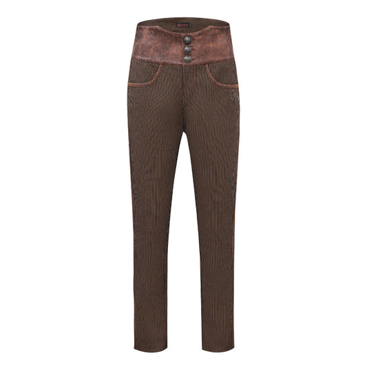 Pantalon taille haute steampunk MARRON