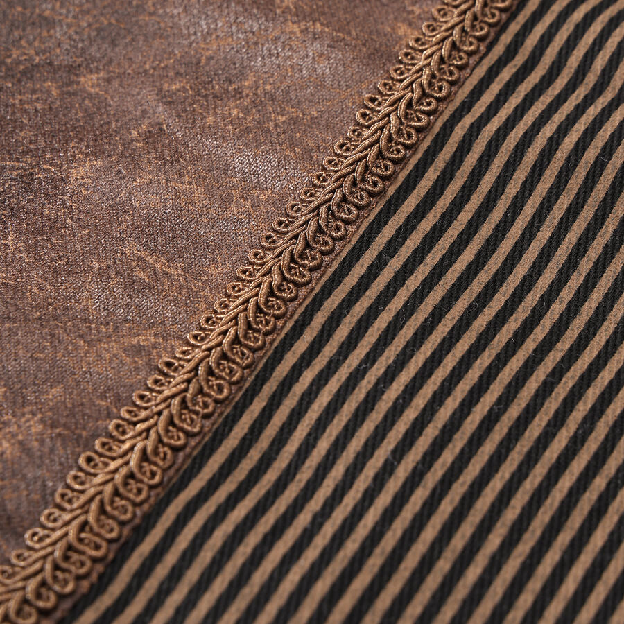 Gilet steampunk victorien  - similicuir vieilli et tissu rayé marron