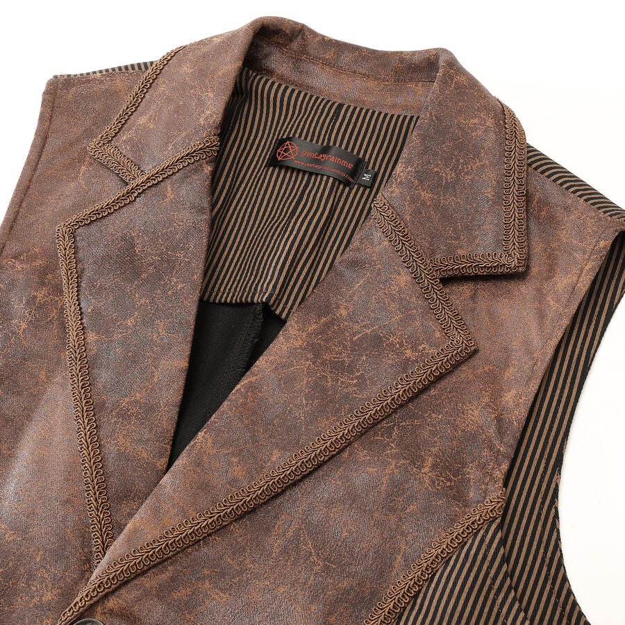 Gilet steampunk - simili cuir vieilli MARRON
