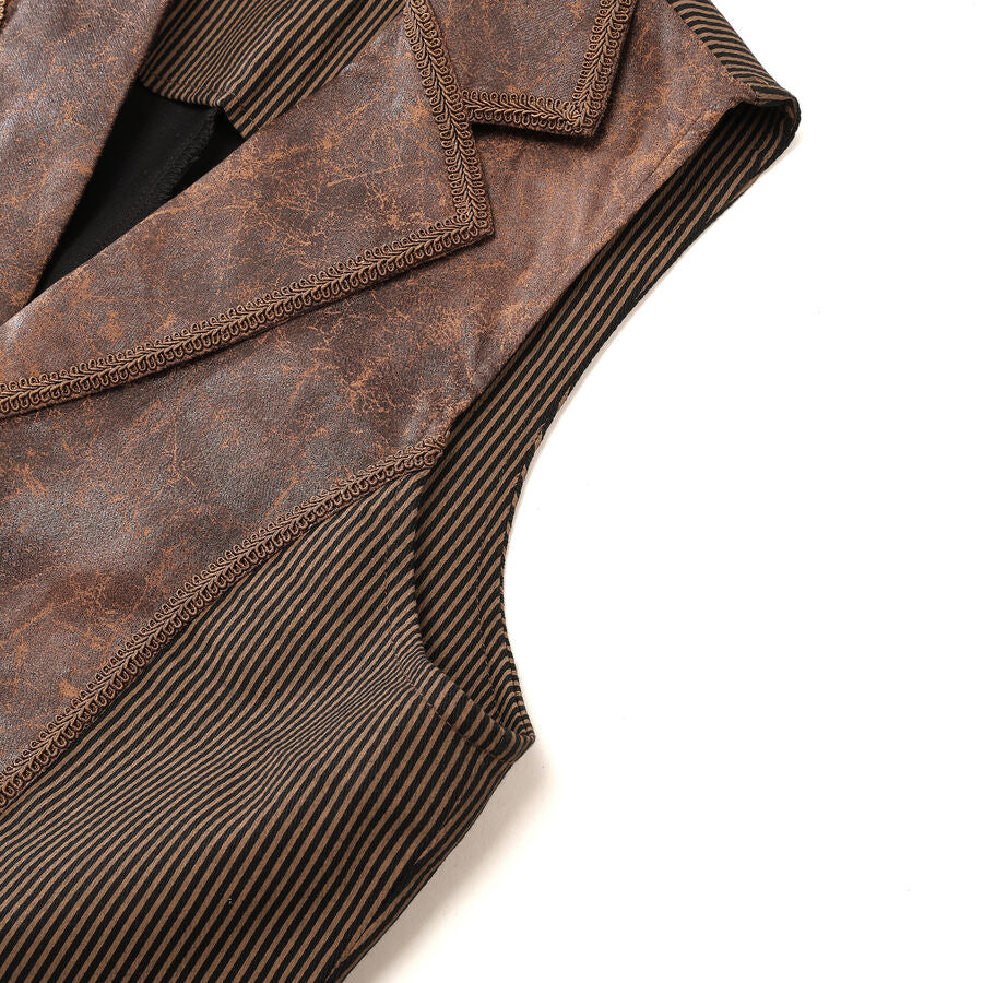 Gilet steampunk - simili cuir vieilli MARRON