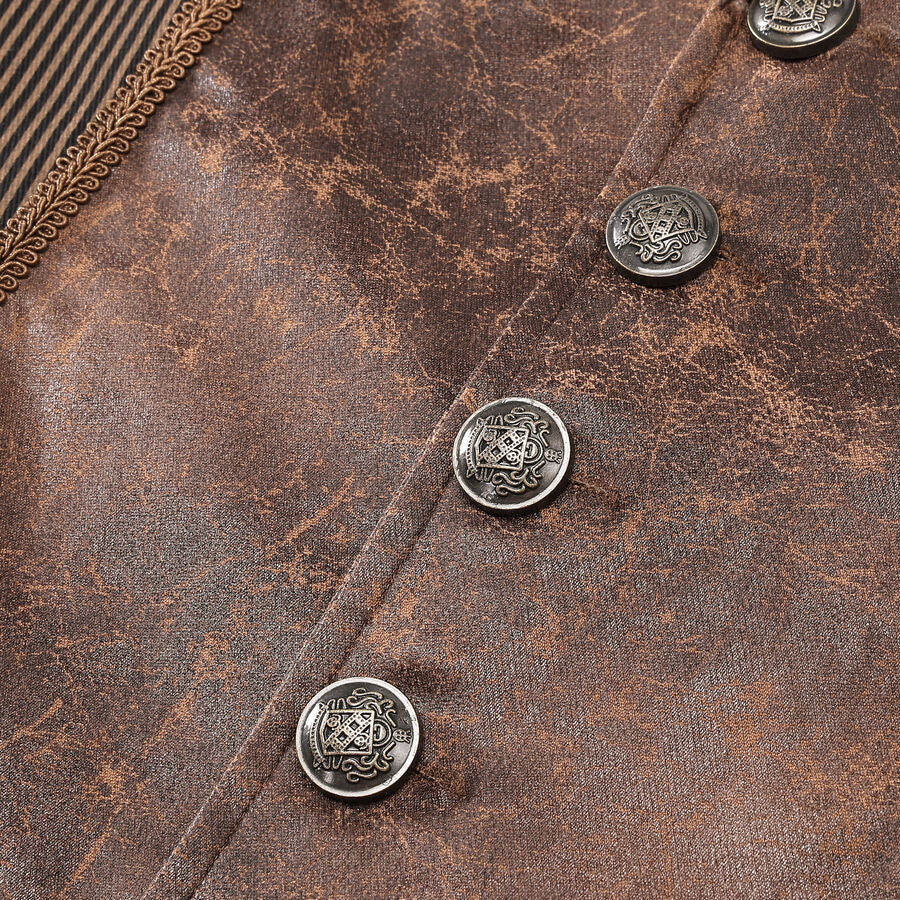 Gilet steampunk - simili cuir vieilli MARRON