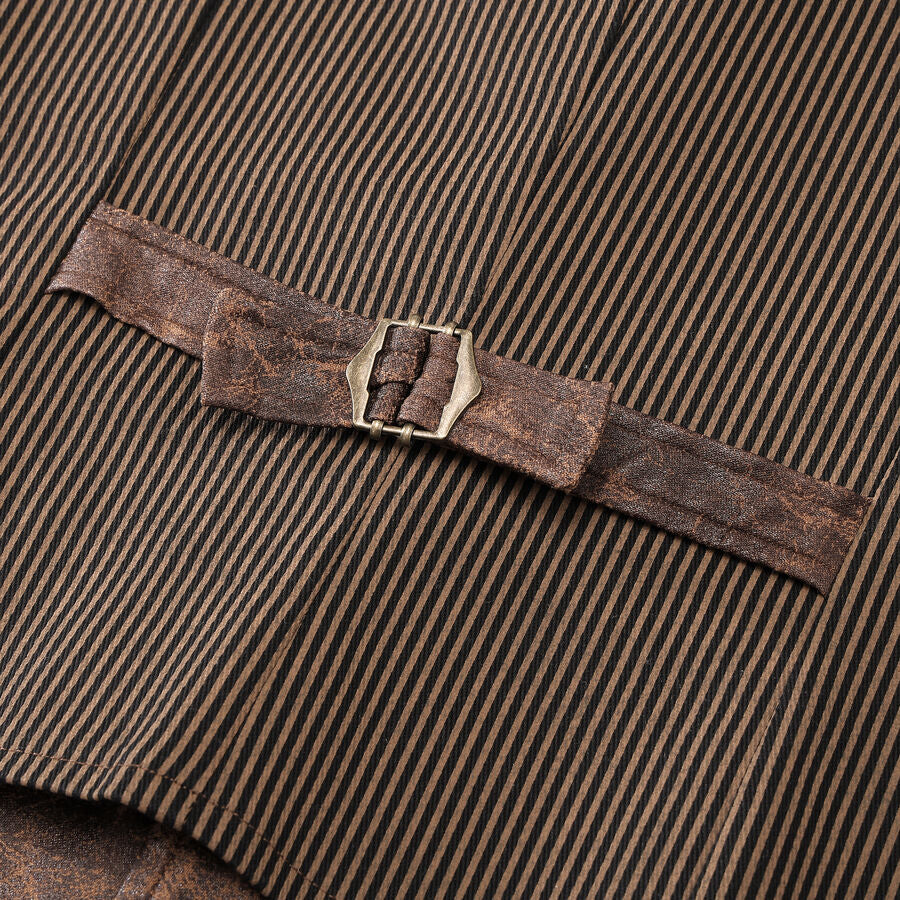 Gilet steampunk - simili cuir vieilli MARRON