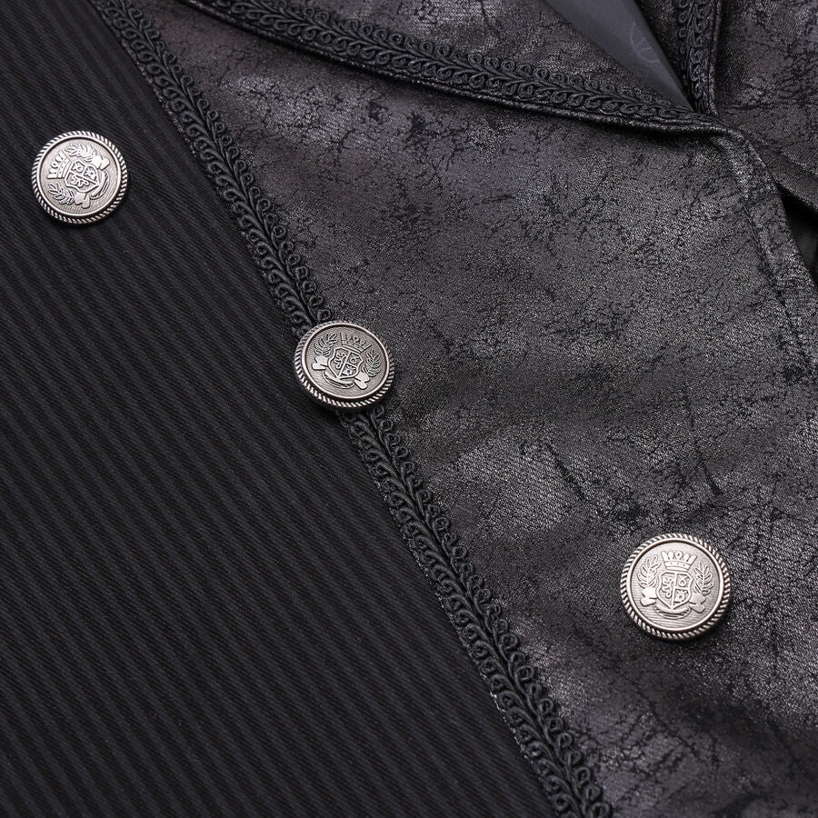 Veste steampunk homme rayée noir avec imitation cuir