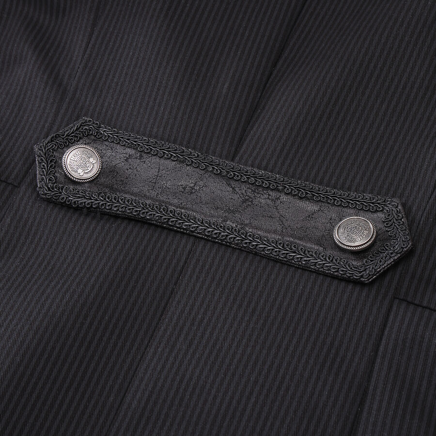 Veste steampunk homme rayée noir avec imitation cuir