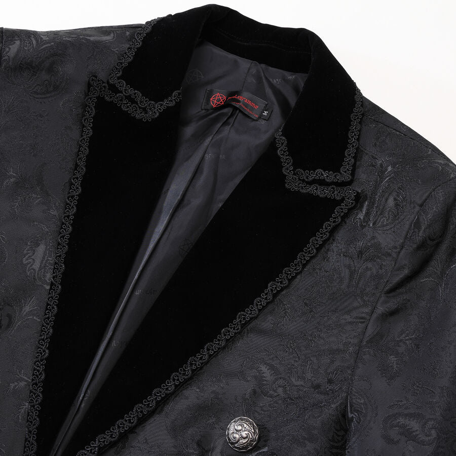 Veste queue-de-pie gothique brocart noir