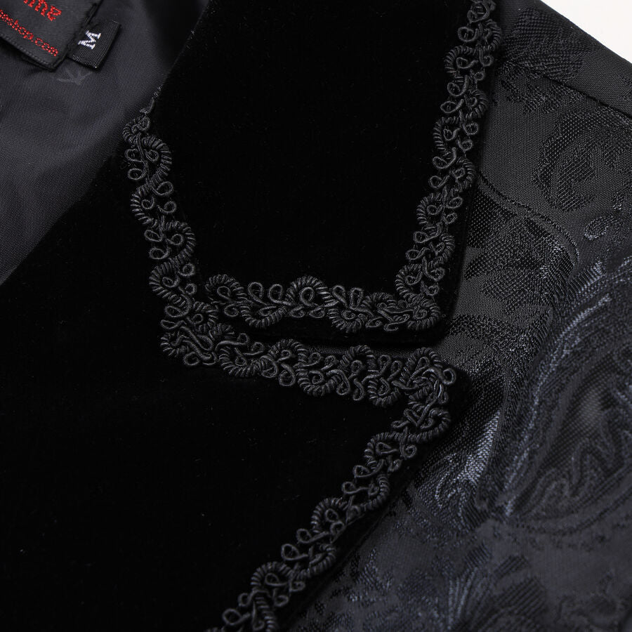 Veste queue-de-pie gothique brocart noir