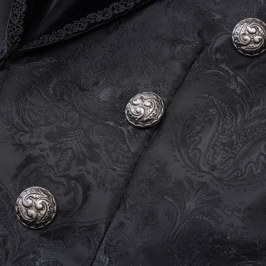 Veste queue-de-pie gothique brocart noir