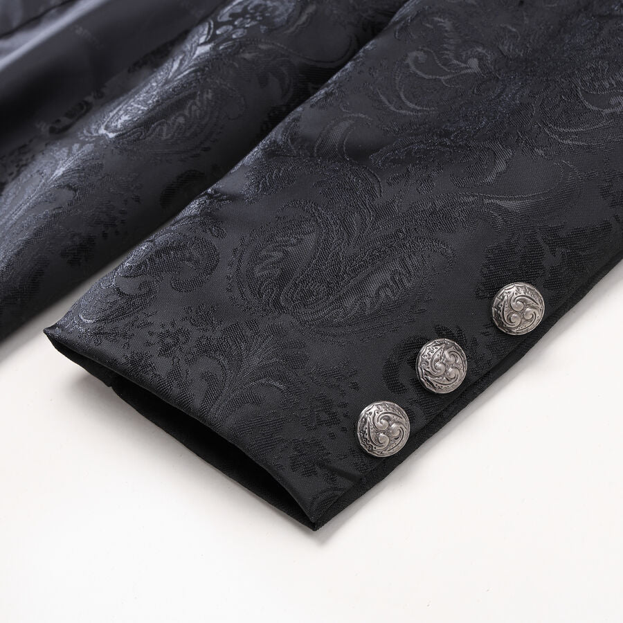 Veste queue-de-pie gothique brocart noir