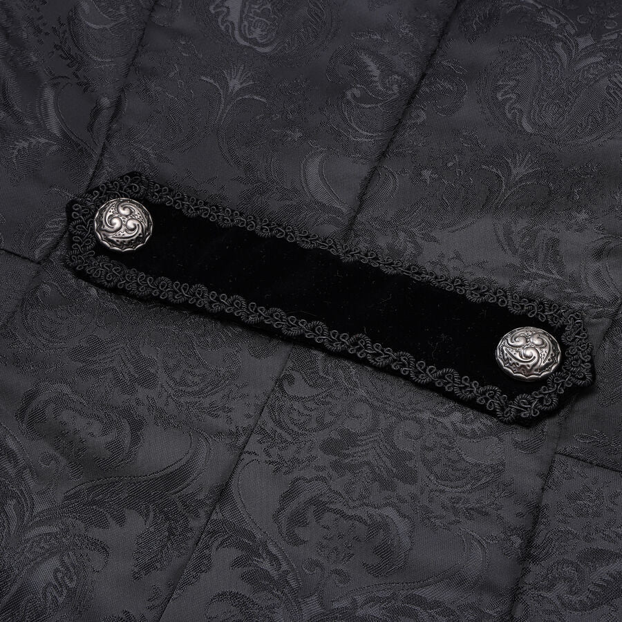 Veste queue-de-pie gothique brocart noir