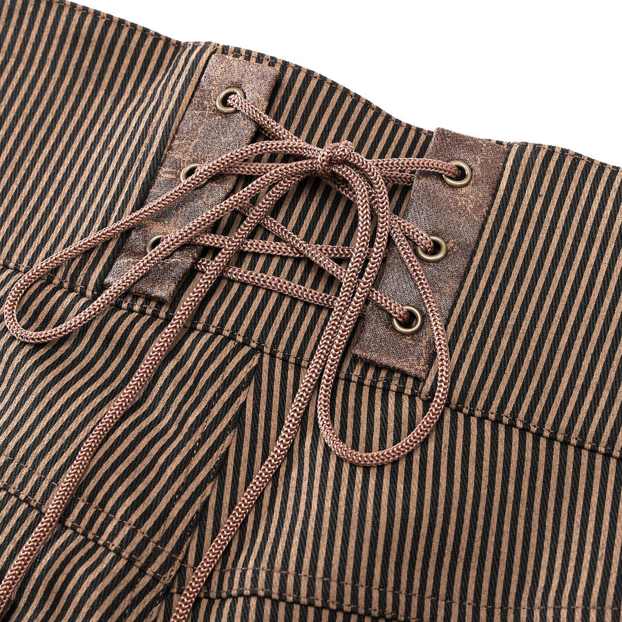 Pantalon taille haute steampunk MARRON