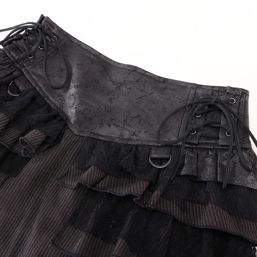 Jupe steampunk gothique à volants superposés