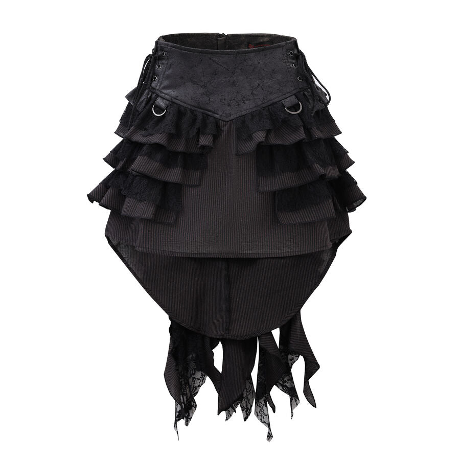 Jupe steampunk gothique à volants superposés
