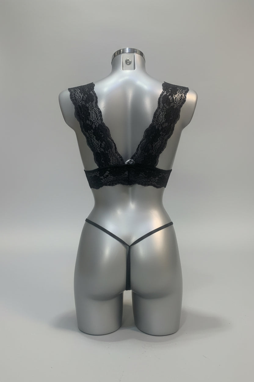 Ensemble lingerie sexy en dentelle haut de gamme noir