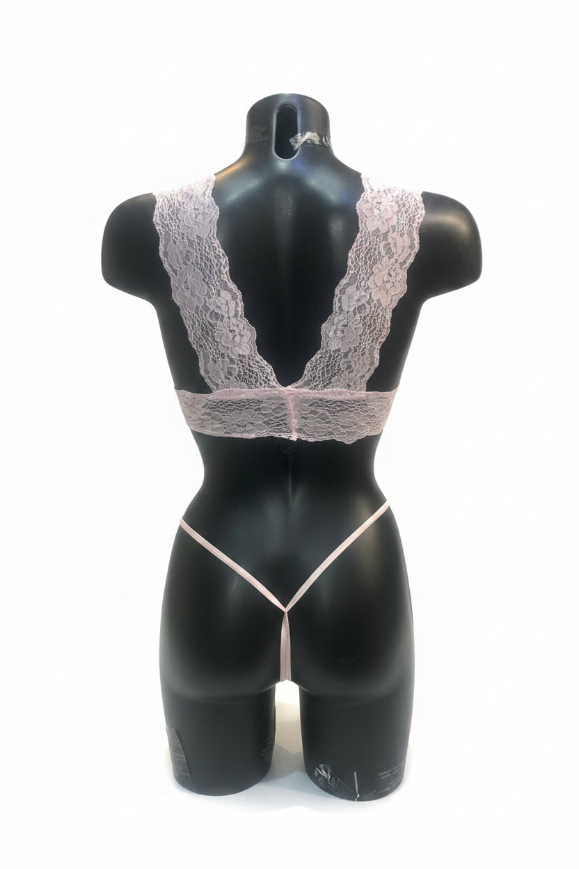 Ensemble lingerie sexy en dentelle haut de gamme rose