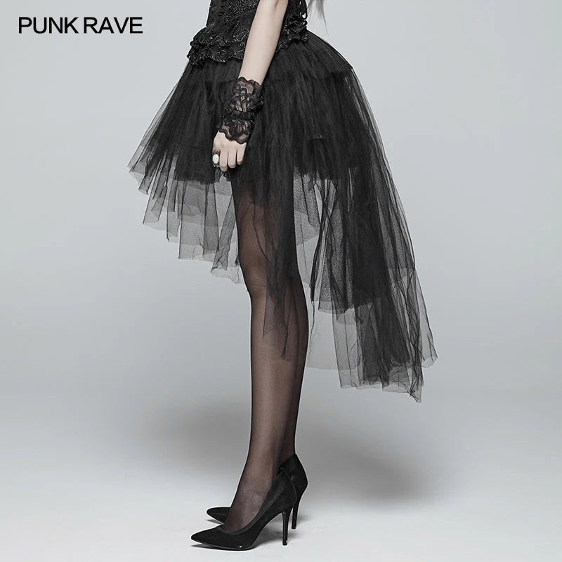 Jupe en tulle gothique à taille basse et courte-devant longue-derrière