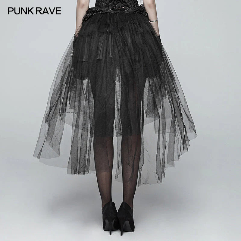 Jupe en tulle gothique à taille basse et courte-devant longue-derrière