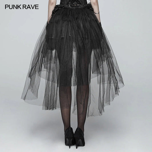 Jupe en tulle gothique à taille basse et courte-devant longue-derrière