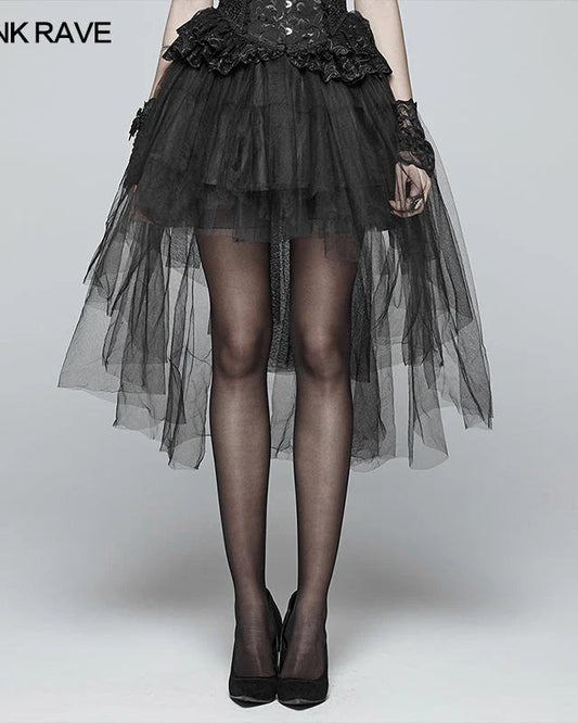 Jupe en tulle gothique à taille basse et courte-devant longue-derrière